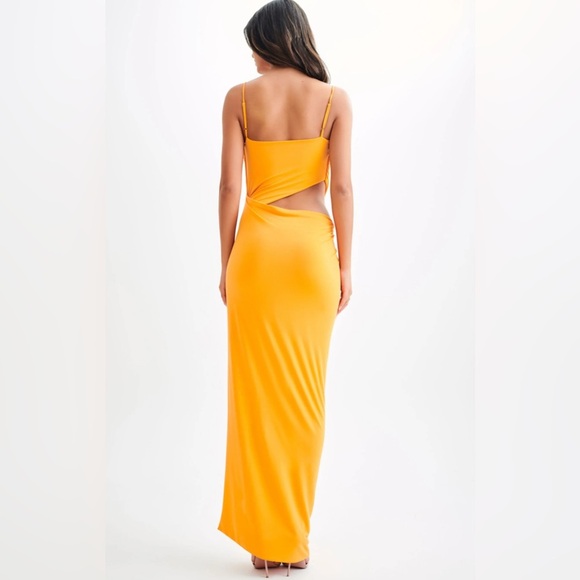NEW Meshki Jemma Draped Slinky Maxi Dress - Orange Sorbet Medium - Picture 10 of 10